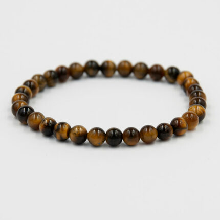 bracelet pierre naturelle oeil de tigre aux relfets orangés et noires, pierre de protection